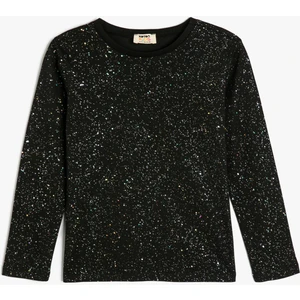 Tişört Uzun Kollu Sim Detaylı Bisiklet Yaka Pamuklu