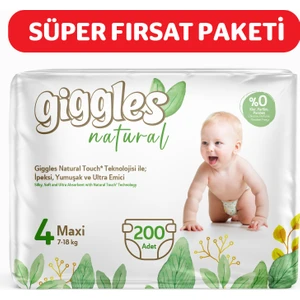 Natural 4 Numara Maxi Pamuklu Bebek Bezi 200 Adet