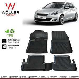 Peugeot 308 Paspas 2014 Sonrası 3D Havuzlu Wöller Paspas