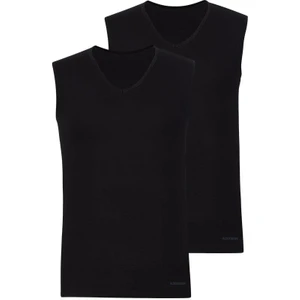 Loose Fit 2'li V Yaka Siyah Sıfır Kol Atlet C7T2N2O9