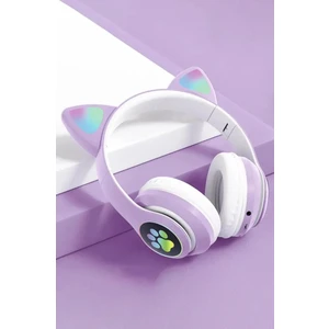 Kedi Kulaklık Led Işıklı Au x  Girişli Bluetooth Mikrofonlu Hafıza Kartı Girişli Kulaklık