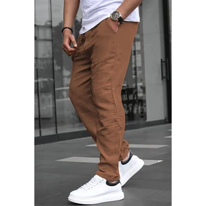 Kahverengi Müslin Kumaş Erkek Basic Pantolon 6507