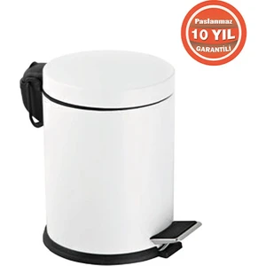 Çelik Banyo 70-138 Paslanmaz Çelik 5 Litre Pedallı Banyo Çöp Kovası Beyaz