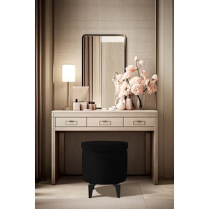 Gazzini Furniture Rio Retro Ayaklı Sandıklı Silindir Dekoratif Puf - Siyah