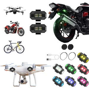 2 Adet 7 Renk 30 Mod Bisiklet Motor Drone Çakar Lamba, Bisiklet Işığı, Motor Drone Aksesuar Işık