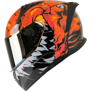 Mts M-801 Lizzard Orange Güneş Vizörlü Kask (Sarı Camlı)