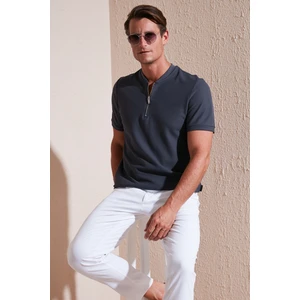 Pamuklu Regular Fit Yarım Fermuarlı T Shirt Erkek T Shirt 5902653