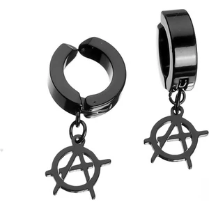 İdol Avm Sıkıştırmalı Erkek Küpe Çelik Sallantılı A Işareti Takı P24 T5