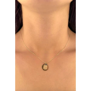 Fiyonk Kuyumculuk 14 Ayar Altın Nazarlık Kolye Ayetel Kürsi Yazılı Kolye 15 mm