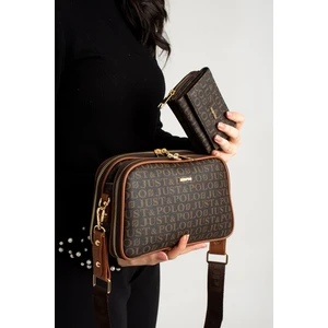 Just Polo Just Polo Kadın Suya Dayanıklı Baskı Desenli 5 Bölmeli Çapraz Çanta Omuz Çantası Ve Cüzdan Kombini Tr3502