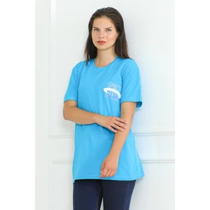 Space Baskılı Tişört 1062 - Mavi