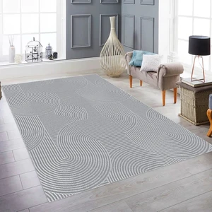 Meri̇nos Rölyef Joy Gri̇ Modern Kaymaz Halı