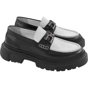 Milonek Shoes 13081930 Siyah-Beyaz Baron Loafer