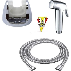 Elite Home Krom Tabancalı Taharetmatik Musluk Seti Spiral Hortumlu