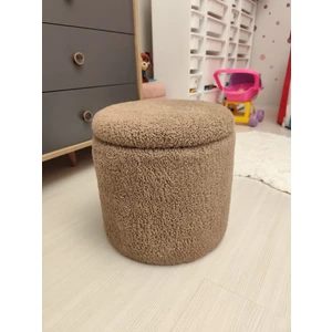 Puff Table Hazine, Makyaj Masası Pufu ,sandıklu Çocuk Pufu , Yuvarlak Oyuncak Sepeti, Orjinal Teddy Kumaş 37 cm