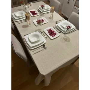 Meral Kurşun Collection Polyester Keten Simli Masa Örtüsü Gold
