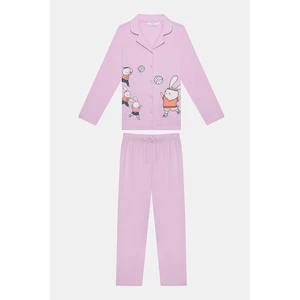Kız Çocuk Volleybunny Kırık Beyaz Gömlek Pijama Takımı