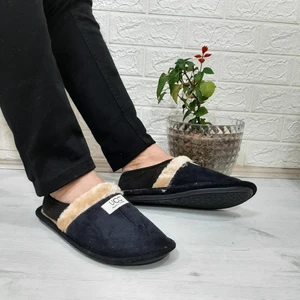 Siyah Içi Kürklü Ev Içi Tüylü Misafir Terliği