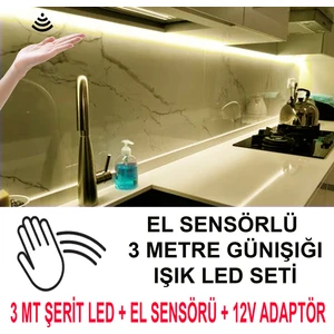 Elektroled Market El Sensörlü Mutfak Dolabına LED(GÜNIŞIĞI RENK 3 METRE)(Videoyu Izleyiniz)