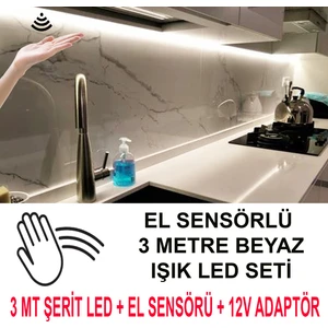 Elektroled Market El Sensörlü Mutfak Dolabına LED((BEYAZ IŞIK  3 METRE))  (Videoyu Izleyiniz)
