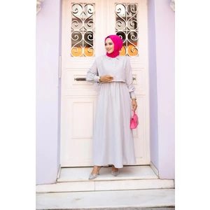 Kadın Tesettür Giyim Üst Cepken Detaylı Lizza Kumaş Ikili Elbise BOY:135CM