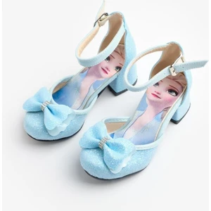 Le Mabelle Mavi  Simli Fiyonklu Kız Çocuk Topuklu Ayakkabı