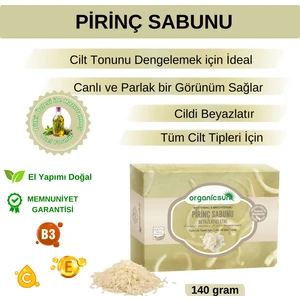 Doğal Pirinç Sabunu 140 gr Tüm Cilt Tipleri Için Beyazlatıcı Etkili