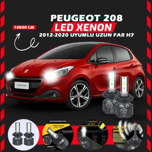 Peugeot 208 2012-2020 Uzun Far Uyumlu Şimşek Etkili LED Xenon Premium Series H7