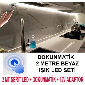 Elektroled Market Dokunmatik DİMMERLİ  Aç Kapa Mutfak Dolabına LED Işık((BEYAZ IŞIK  2 METRE))(Videoyu Izleyiniz)