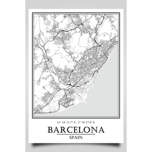 Hari Tasarım Barselona Şehir Haritası Çerçevesiz Poster-Harita Sanatı, Map Art Design
