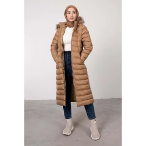24K0567 Mont Şişme Kapşonlu - Naqshe - 24K0567 - Taba - 48