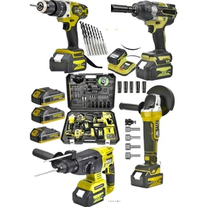 Dynamic Max 4'lü Set 2-26 Şarjlı Hilti-Şarjlı TAŞLAMA-13MM Şarjlı Darbeli Matkap-Şarjlı Somun Sıkma Makina Uçlar
