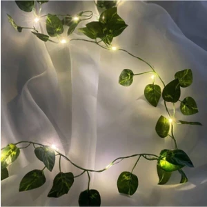 Dekoratif Yeşil Yapraklı Yapay 230CM Sarmaşık ve 3mt Peri LED Gün Işığı