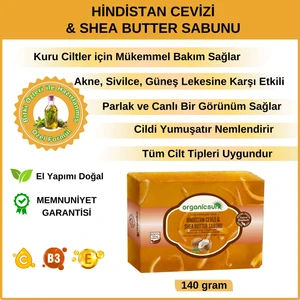 Doğal Hindistan Cevizi & Shea Butter Sabunu 140 gr Tüm Cilt Tipleri Için Besleyici ve Onarıcı Etkili