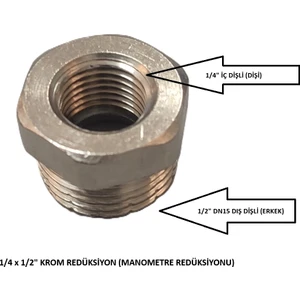 1/4 x 1/2"krom Dişli Redüksiyon (Manometre Redüksiyonu) - Chrome Reduction