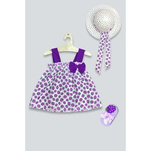 Şapkalı Böğürtlen Elbise Babet Çorap Set