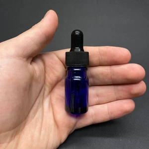 5ml Mavi Cam Damlalıklı Şişe , Siyah Plastik Kapak , 5 cc Mavi Cam Damlalıklı Şişe x 6 Adet