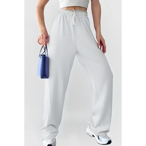 CMZ Collection Kadın Beli Lastikli Bürümcük Yüksek Bel Palazzo Pantolon