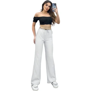 Kadın Beli Bağcıklı Günlük Rahat Palazzo Pantolon