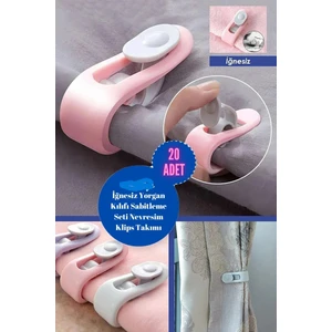 20 Adet Iğnesiz Yorgan Klipsi Nevresim Tutucu Sabitleyici Kaydırmaz Kilitli Klips