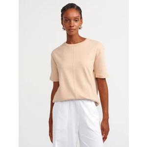 31218 Dikiş Detaylı T-Shirt-Bej