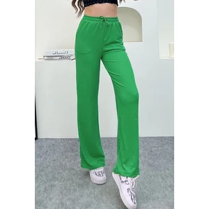 Kadın Yüksek Bel Bürümcük Kumaş Trend Palazzo Pantolon