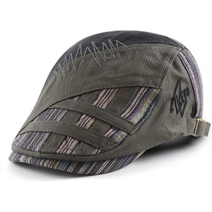 Italyan Style Erkek Kasket Şapka Kanvas Ayarlanabilir Terletmez Erkek Gri