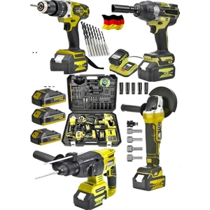 Germany Steel 4'lü Set 2-26 Şarjlı Hilti-Şarjlı TAŞLAMA-13MM Şarjlı Darbeli Matkap-Şarjlı Somun Sıkma Makina Uçlar