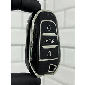 Barkas Elektronik Peugeot 208 308 408 508 2008 3008 5008 Anahtar Kılıfı Siyah Gümüş