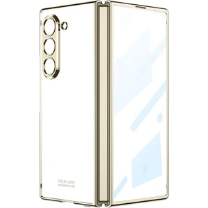 Samsung Galaxy Z Fold 6 Uyumlu Kılıf Premium Camlı Kapak Kamera Korumalı Metalik Kenarlı Glitter