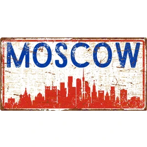 Hayg Equipment Moskova Silüetli Dekoratif Alüminyum Tabela - Moskova Manzaralı Duvar Dekoru Levha - 10CMX20CM