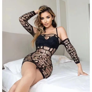 Magic Love Kadın , Siyah , Ip Askılı , Mini Elbise Şeklinde , Full File Vücut Çorabı