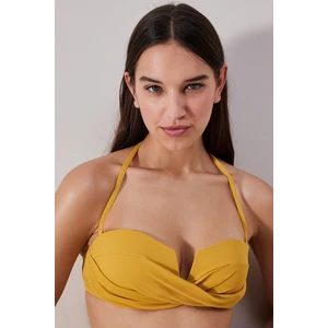 Amar U Twist Dokulu Sarı Bikini Üstü