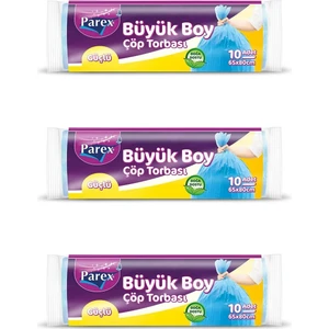 Güçlü Çöp Poşeti Büyük Boy 65 x 80 cm 10 Adet - Mavi x 3 Paket